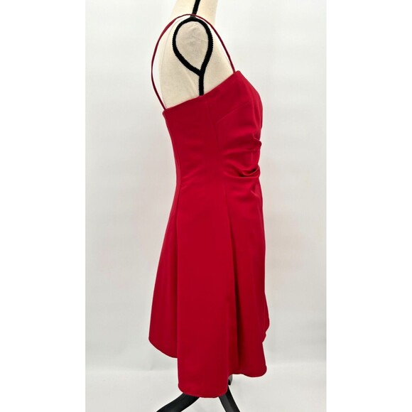 VALENTINE'S DAY Red Satin Dress~ Fit & Flare w Straps~ Bridesmaid/Formal~ Sz 4-6 - Picture 3 of 11